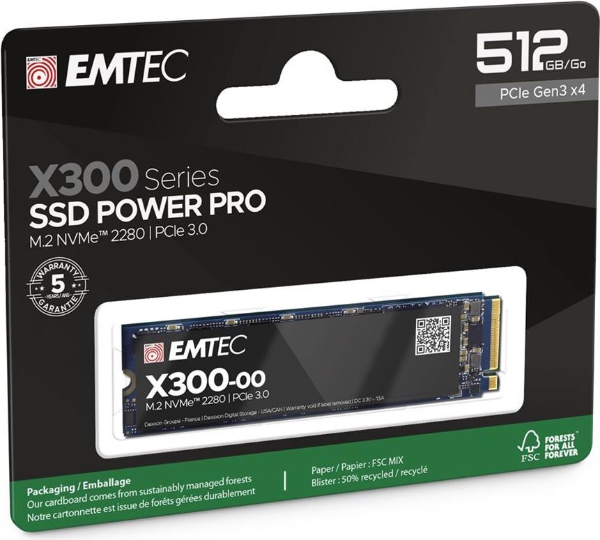 Emtec Power Pro X300 512 GB SSD M.2 2280 NVMe PCIe 3.0 x4 Intern