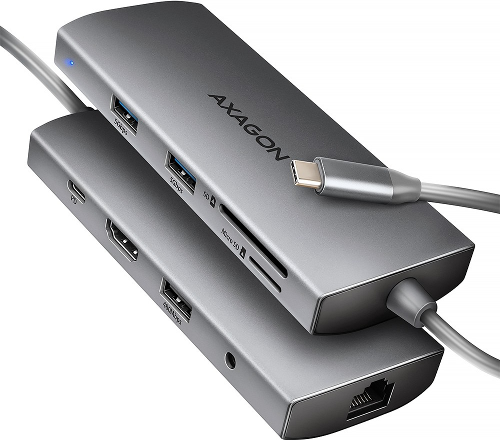AXAGON HMC-8HLSA USB-C 3.2 Gen 1 Multiport-Hub 3x USB-A+ 4K/60Hz HDMI+ SD/microSD (HMC-8HLSA)