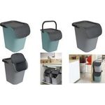 EDA Sortierbehälter TriHome, 40 Liter, zementgrau/anthrazit Abfallbehälter mit Deckel, aus Kunststoff, große Öffnung, - 1 Stück (010612 G.BT/G.A)