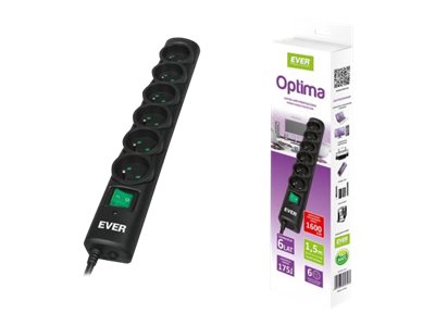 Ever OPTIMA Überspannungsschutz 6-fach 250 V 175 J 1,5 m Schwarz