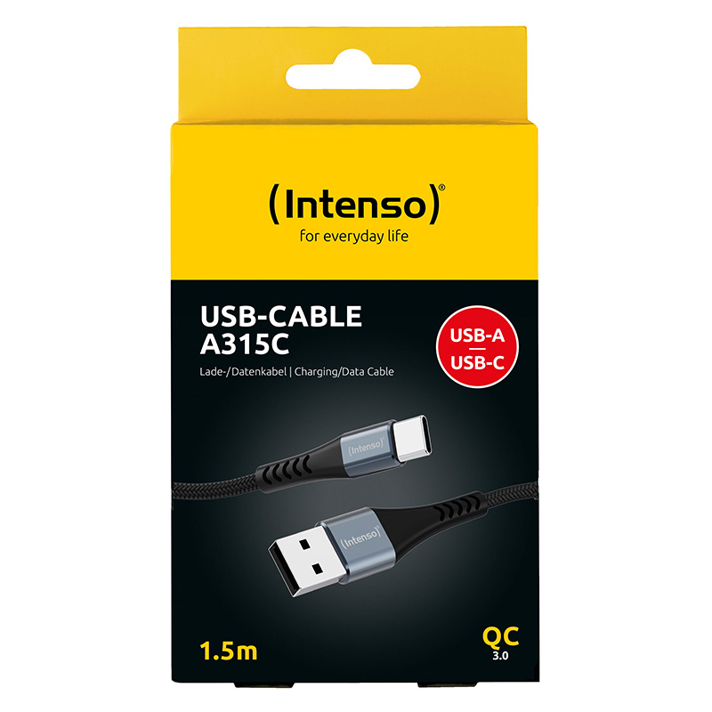 Intenso A315C Nylon USB-A auf USB-C Kabel 1,5 m Schwarz