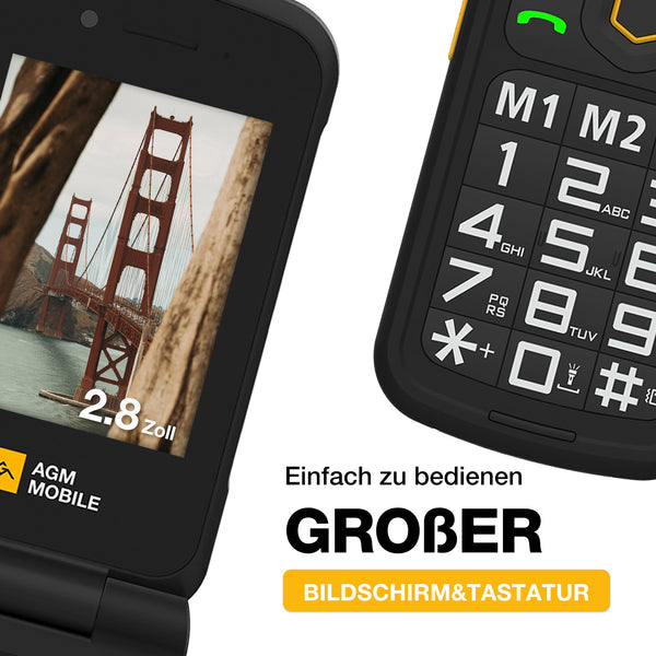 AGM M8 Flip Outdoor Klapphandy IP68/IP69K Dual-SIM 2,8" 1500 mAh Schwarz