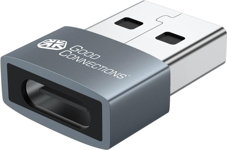Good Connections Adapter USB 2.0 Stecker A an USB-C Buchse Aluminiumgehäuse grau (USB-AD203)