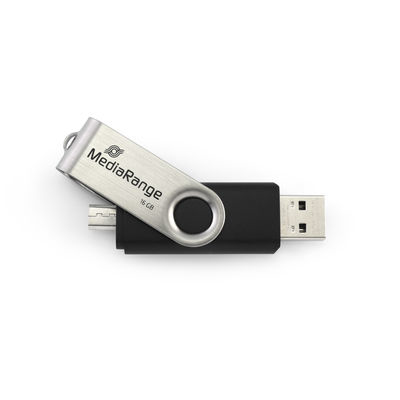 MediaRange MR931-2 USB-Stick 16 GB USB 2.0 Type-A / Micro-USB Schwarz, Silber