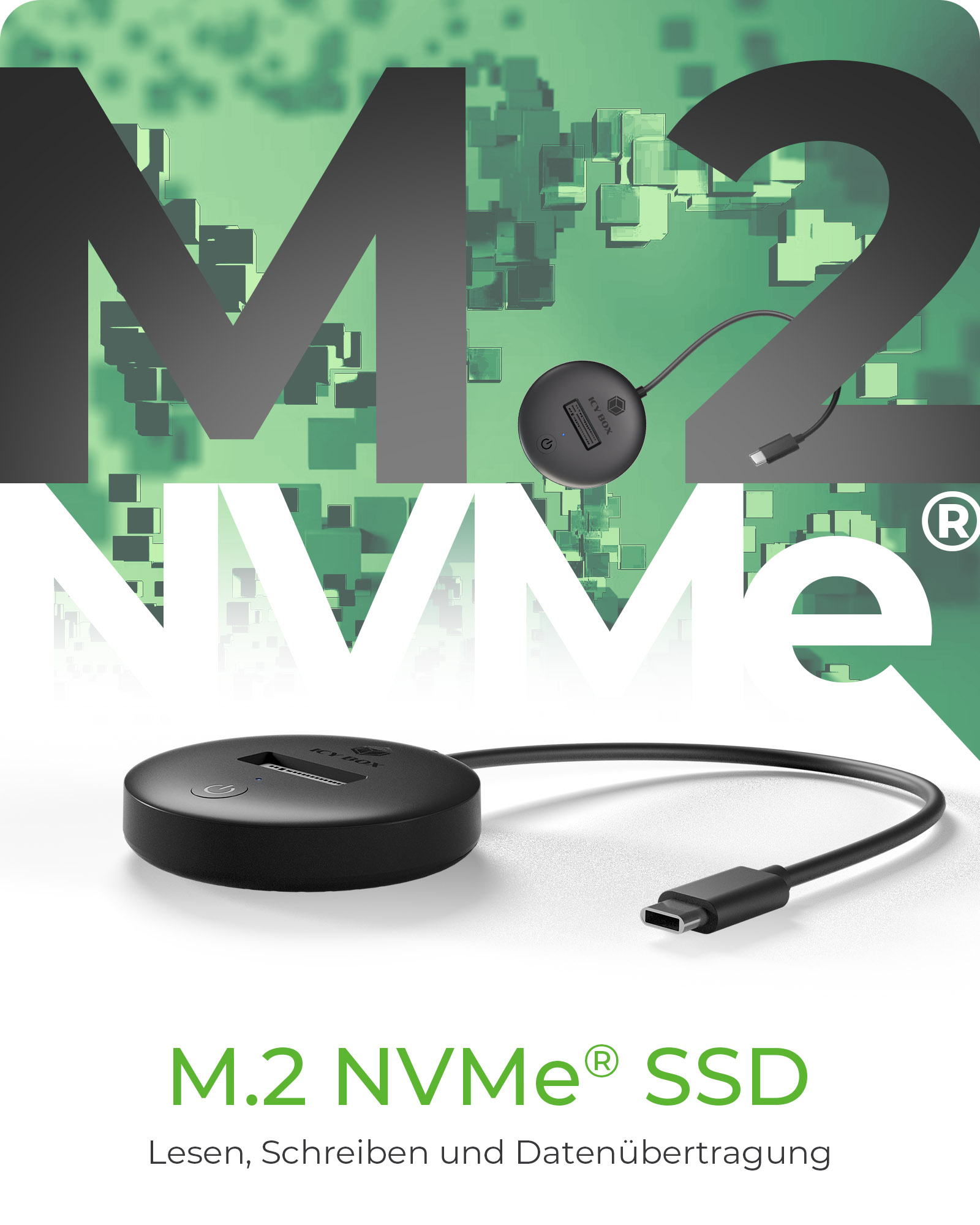 ICY BOX IB-1610MCD-C31 Dockingstation M.2 NVMe/SATA USB 3.2 Gen 2 Schwarz