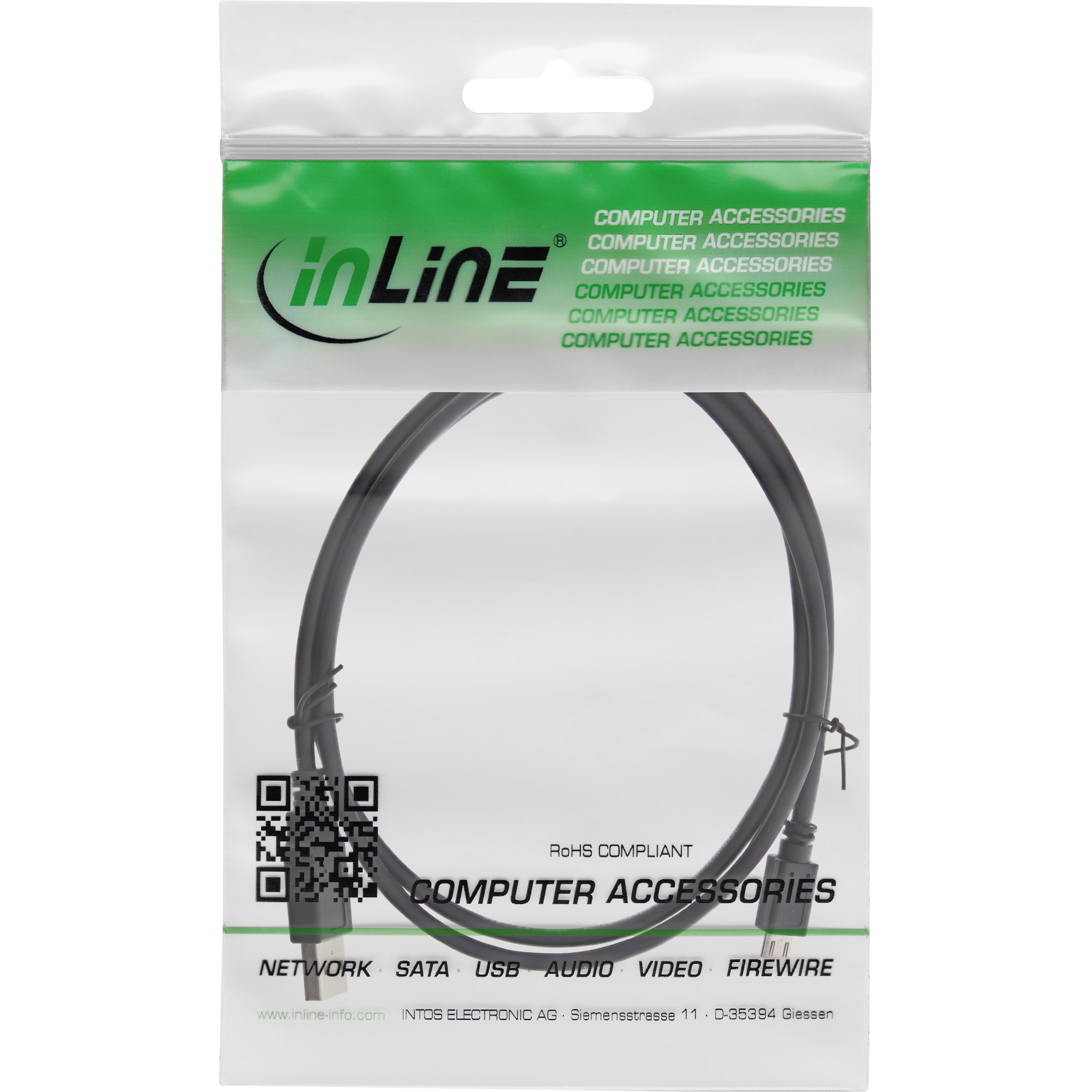 InLine Micro-USB 2.0 Kabel USB-A an Micro-B 5 m Schwarz