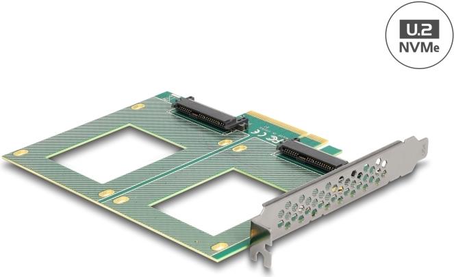DELOCK PCI Express 4.0 x8 Karte zu 2 x intern U.2 NVMe SFF-8639 - Bifurcation LxB 144 x 122mm