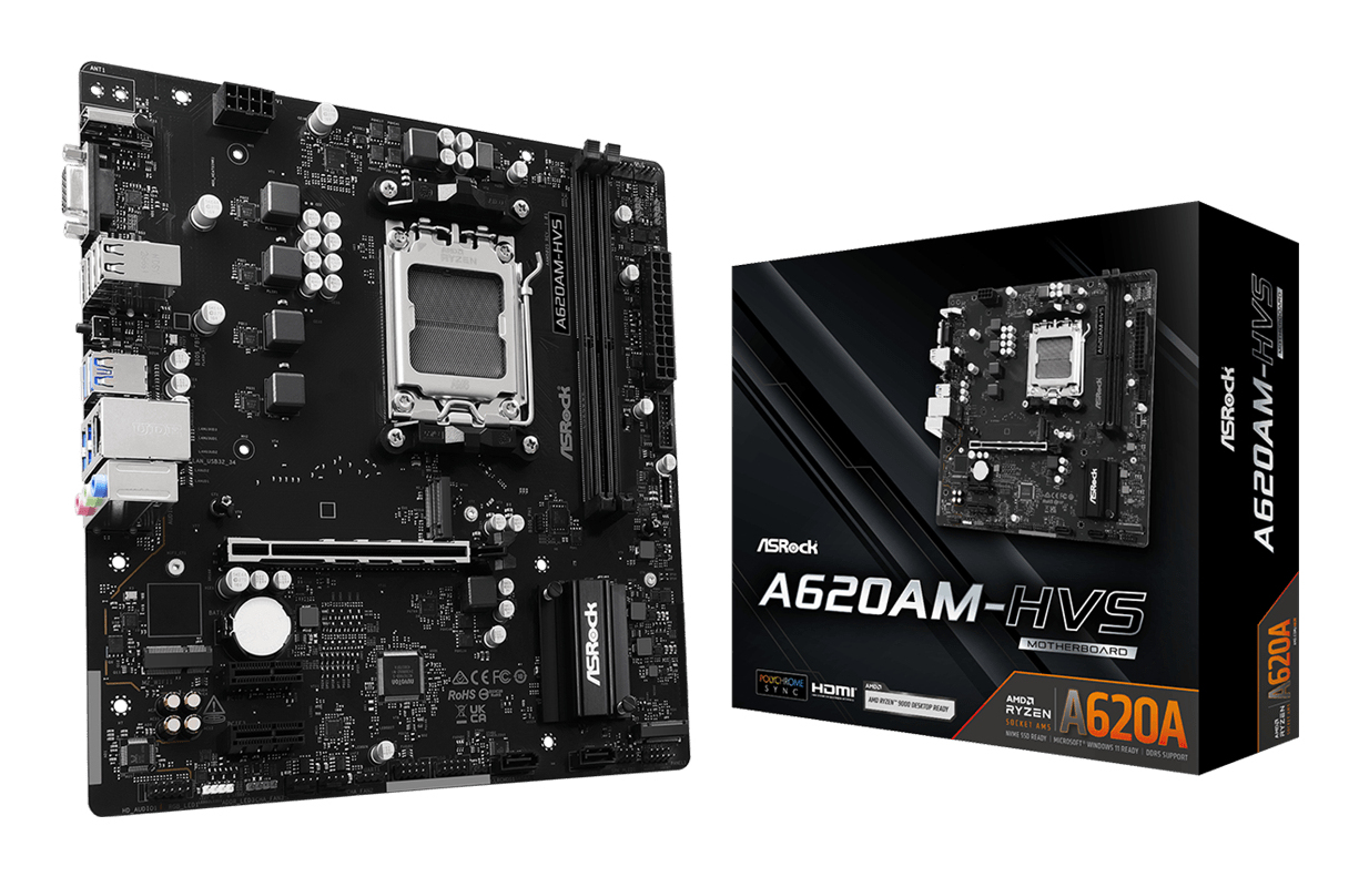 ASRock A620AM-HVS Micro ATX Mainboard Socket AM5 Schwarz