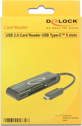 DeLOCK USB2.0 Card Reader USB Type-C male 5 Slots (91739)