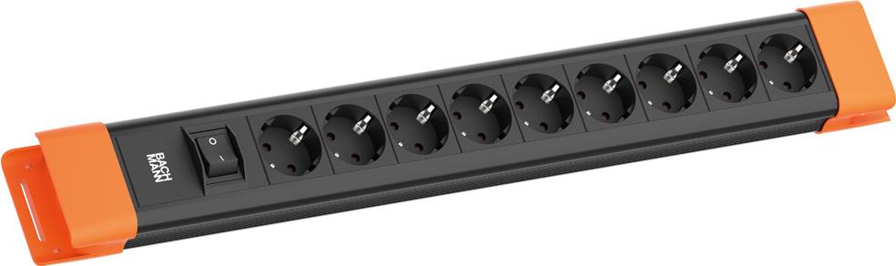 Bachmann CONNECTUS 9xCEE7/3 1xSchalter 2.0m CEE7/7 Schwarz/Orange (BM005918)