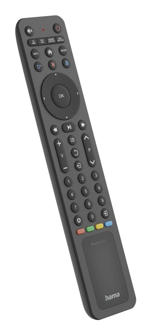 Hama Universal-Fernbedienung TV, IR, Solar für 8 Geräte, lernfähig, Schwarz
