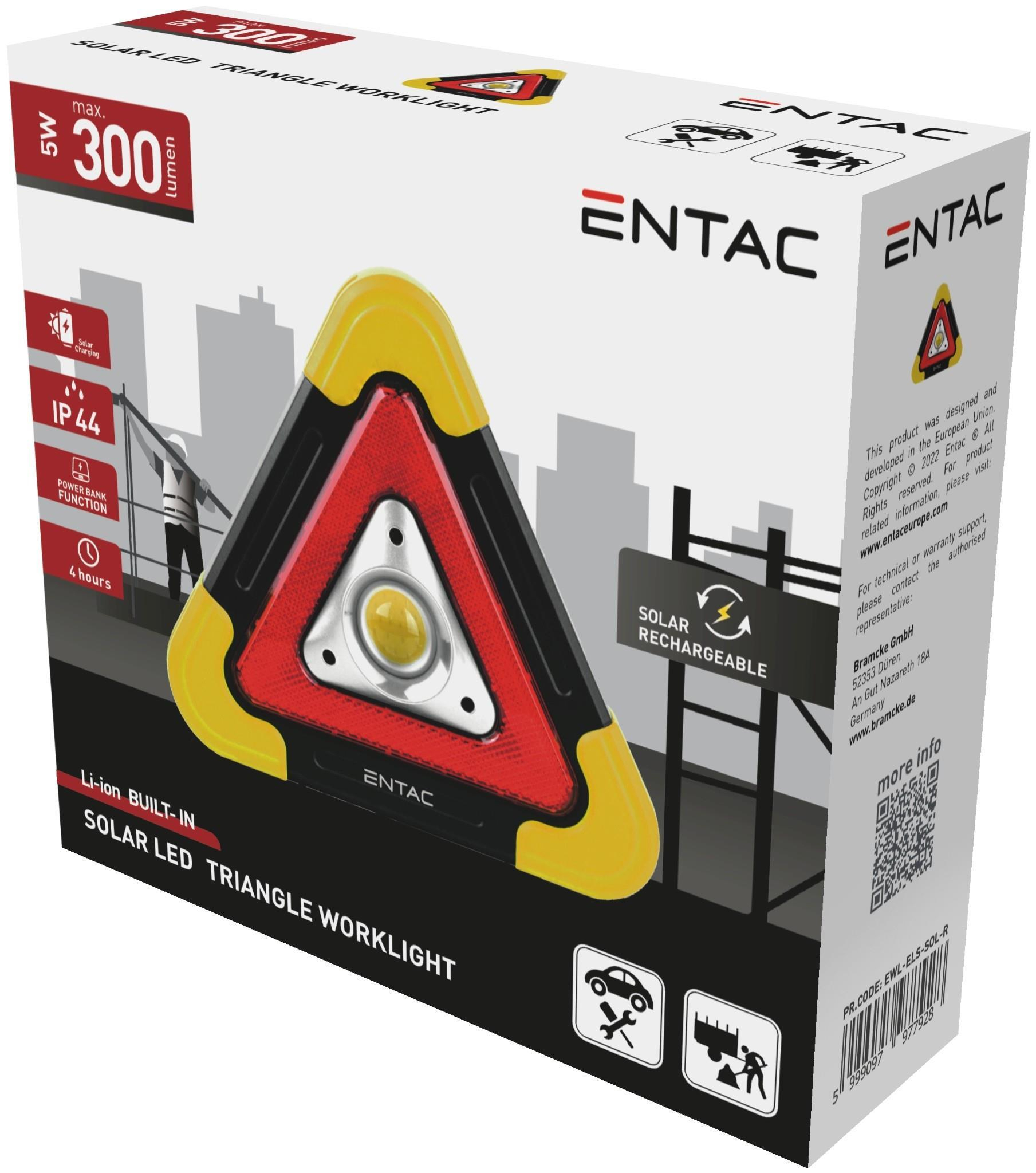 ENTAC EWL-ELS-SOL-R Warnleuchte Solar Dreieck IP44 300 Lumen