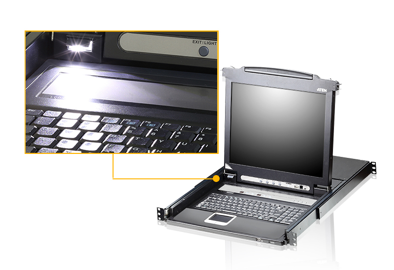 ATEN CL5708N 8-Port KVM-Switch 1U 19" LCD-Konsole Schwarz
