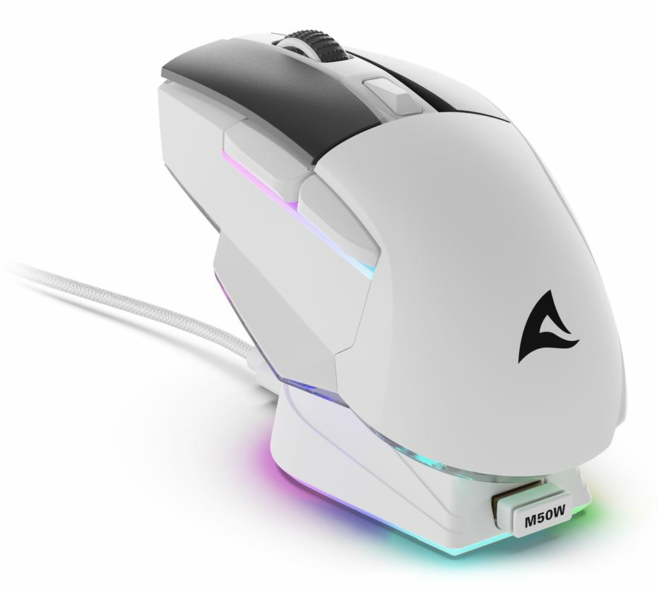 Sharkoon SKILLER SGM50W Optische Gaming-Maus 6400 DPI Kabellos/Kabelgebunden Weiß