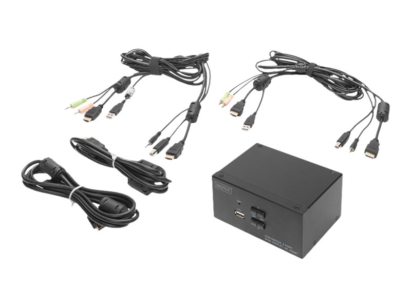 DIGITUS DS-12860 KVM-Switch 2-Port Dual-Display 4K HDMI Schwarz