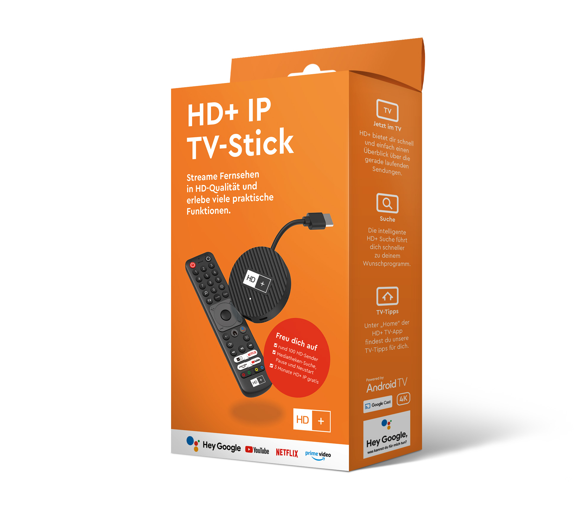 HD Plus HD+ IP TV-Stick 22025 4K Ultra HD Android HDMI Schwarz
