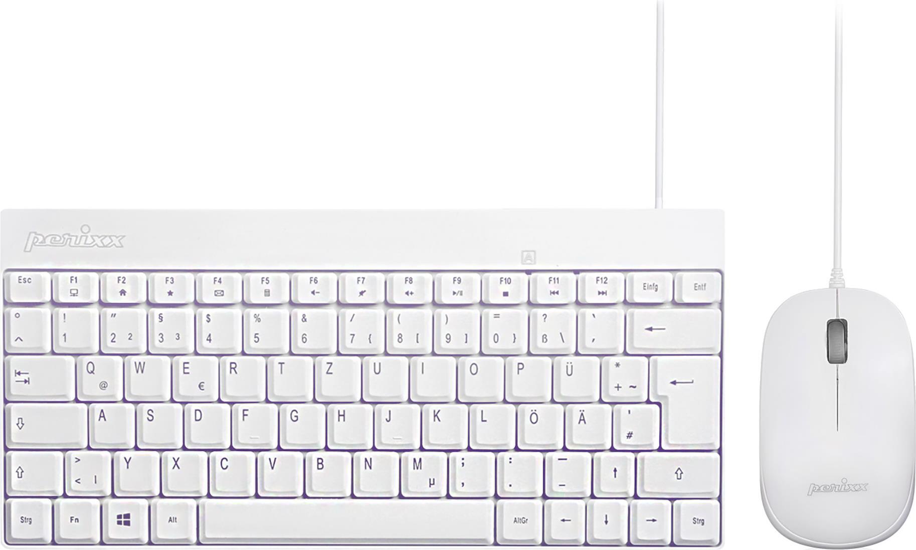 Perixx PERIDUO-212 Tastatur Maus enthalten USB Deutsch Weiß (PERIDUO-212 DE W)