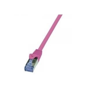 Logilink RJ45 Netzwerk Anschlusskabel CAT 6A S/FTP [1x RJ45-Stecker - 1x RJ45-Stecker] 0.25 m Pink Flammwidri (CQ3019S)