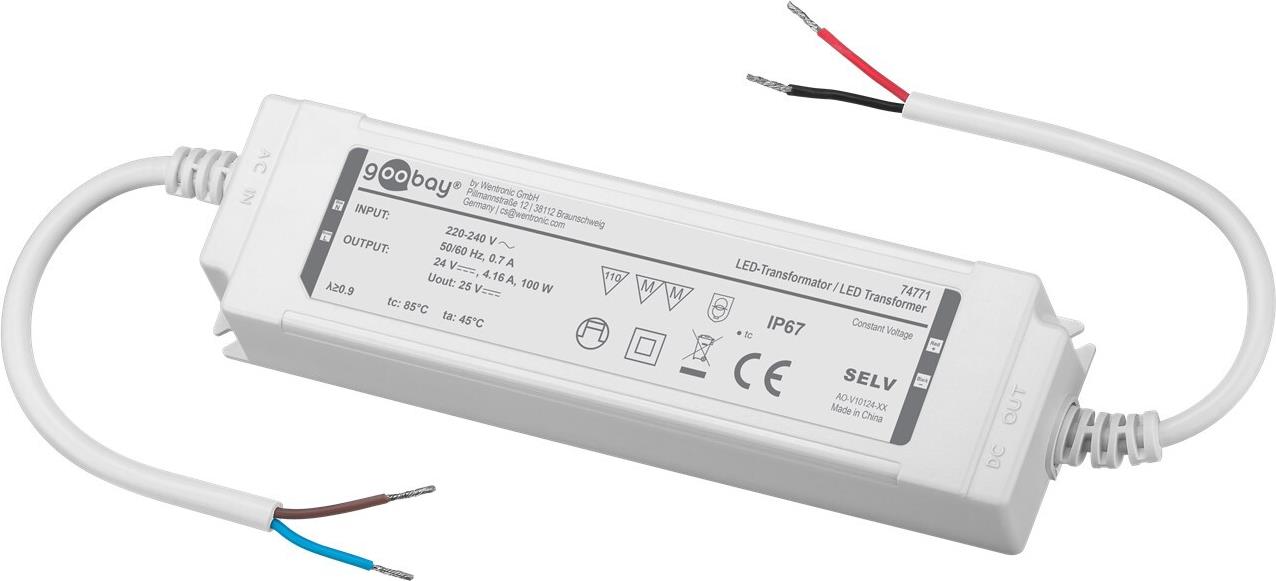 Goobay LED-Trafo 24 V DC 100 W IP67 - Konstantspannungstrafo CV für den (74771)