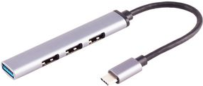 shiverpeaks ®-BASIC-S--USB-C Hub, 3.0, 4-fach USB-A, ALU, slim, 0,12m (BS13-50002)