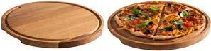 APS Servierbrett PIZZA, Durchmesser: 340 mm, eiche aus geöltem Eichenholz, mit Saftrinne und 2 Griffmulden, - 1 Stück (757)