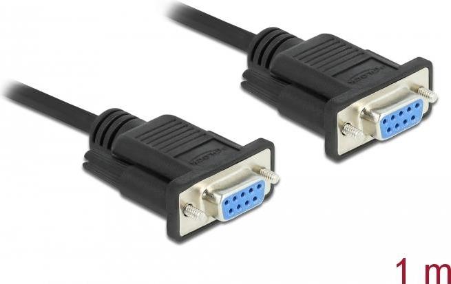 Delock - Nullmodemkabel - DB-9 (W) bis DB-9 (W) - 1,0m - Daumenschrauben - Schwarz (87278)