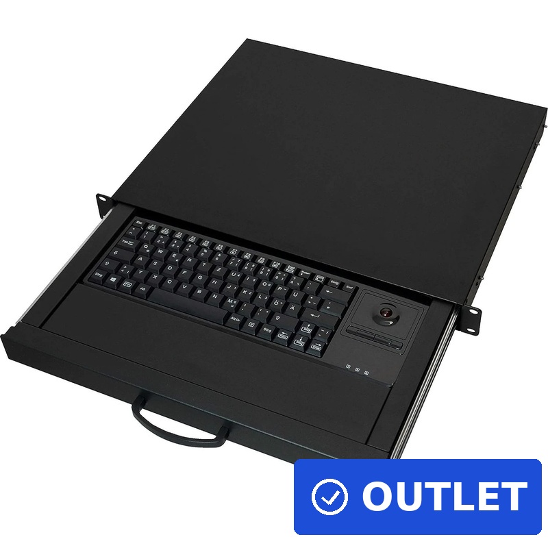 aixcase 19" Rack 1U Tastatur DE Trackball PS2&USB schwarz (AIX-19K1UKDETB-B) (geöffnet)