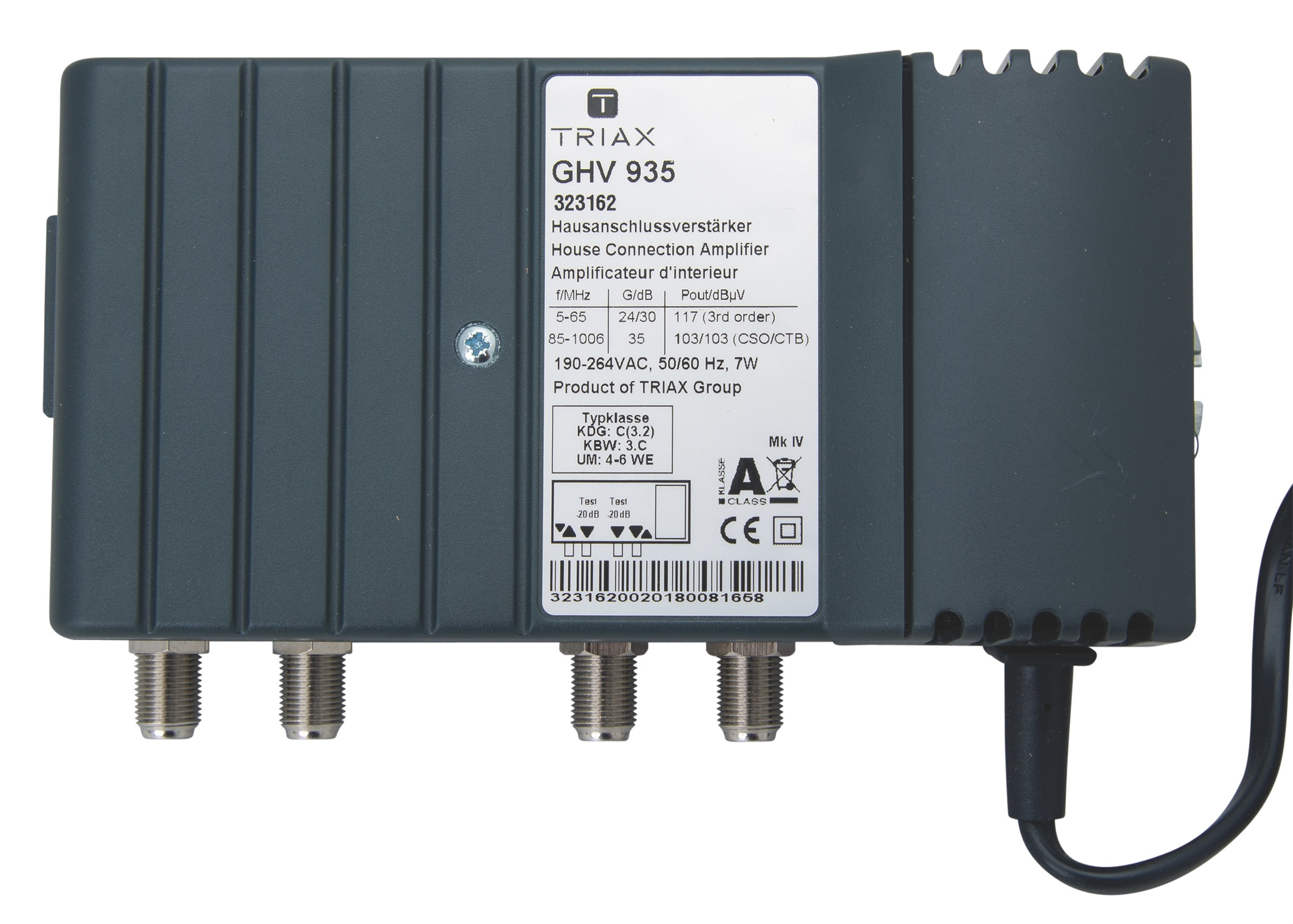 Triax GHV 935 TV-Signalverstärker 47-1006 MHz Schwarz