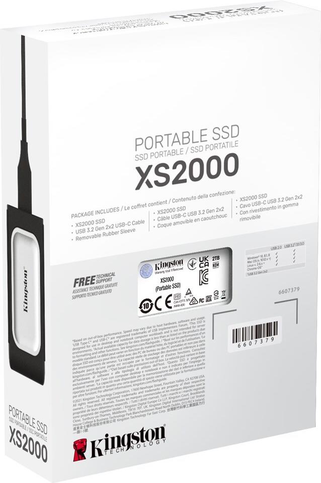Kingston XS2000 Externe SSD 2 TB USB 3.2 Gen 2x2 Silber