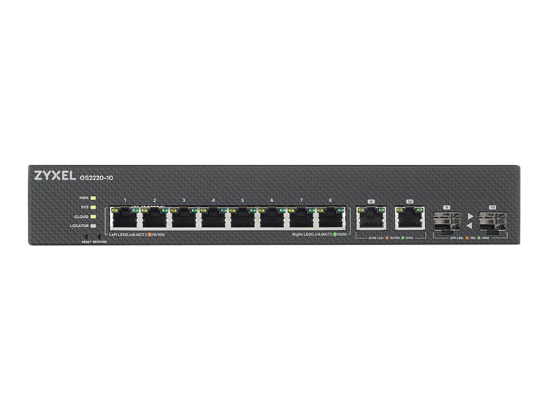 Zyxel GS2220-10 Managed Switch 8 Ports + 2x Combo Gigabit SFP Schwarz