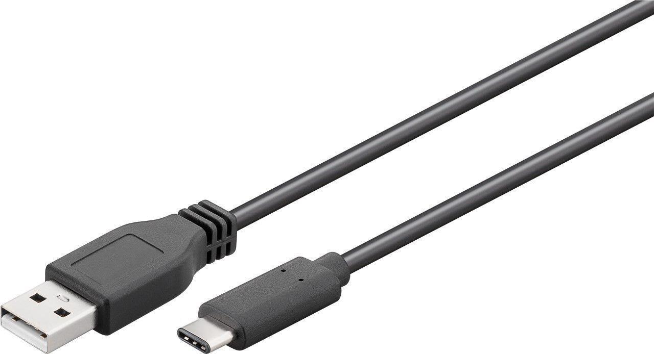 Goobay USB 2.0 Kabel USB-C™ auf USB A, schwarz, 1.8 m - geeignet für Geräte mit USB-C™ Anschluss (55468)