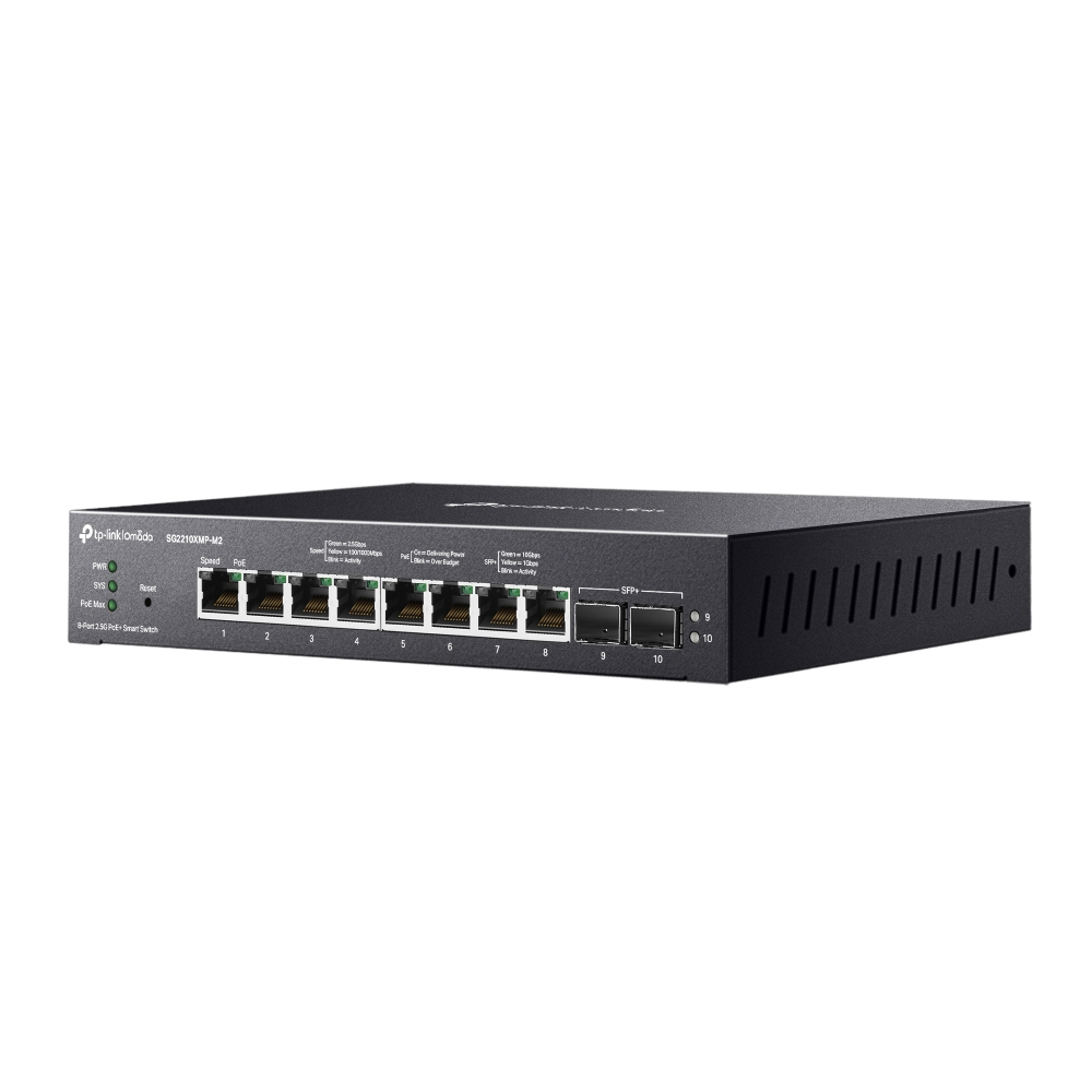 TP-Link Omada SG2210XMP-M2 8-Port 2.5G PoE+ Smart Switch 2x 10G SFP+ Schwarz