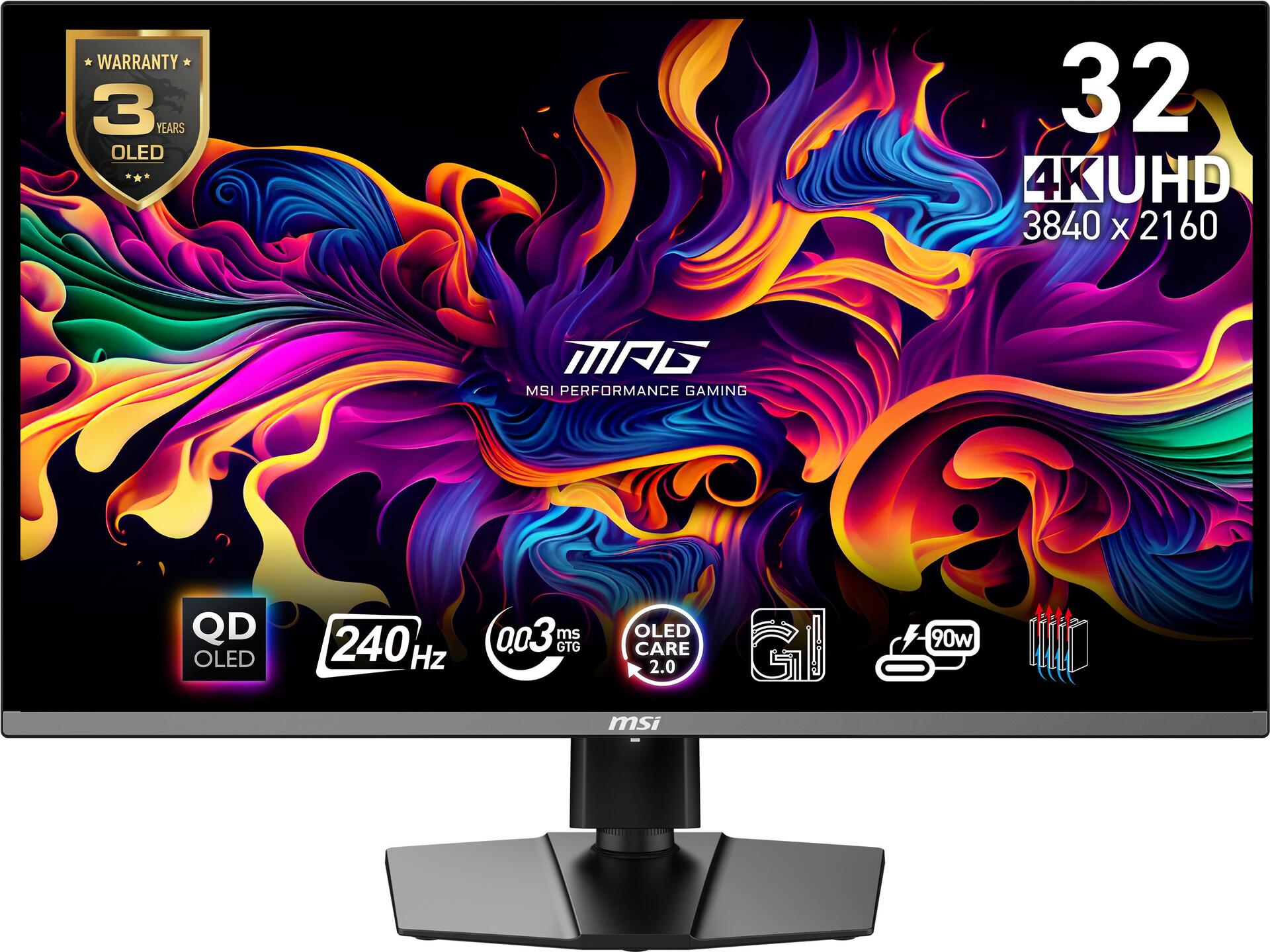 MSI MPG 321URXDE QD-OLED Computerbildschirm 80 cm (31.5") 3840 x 2160 Pixel 4K Ultra HD QDOLED Schwarz (9S6-3DD29A-006)