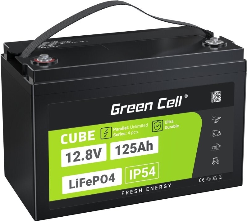 Green Cell CUBE LiFePO4 Spezial-Akku LiFePo-Block Schraubkontakt Li-Ion 12.8 V 125 (GC-LFPGC12V125AH)