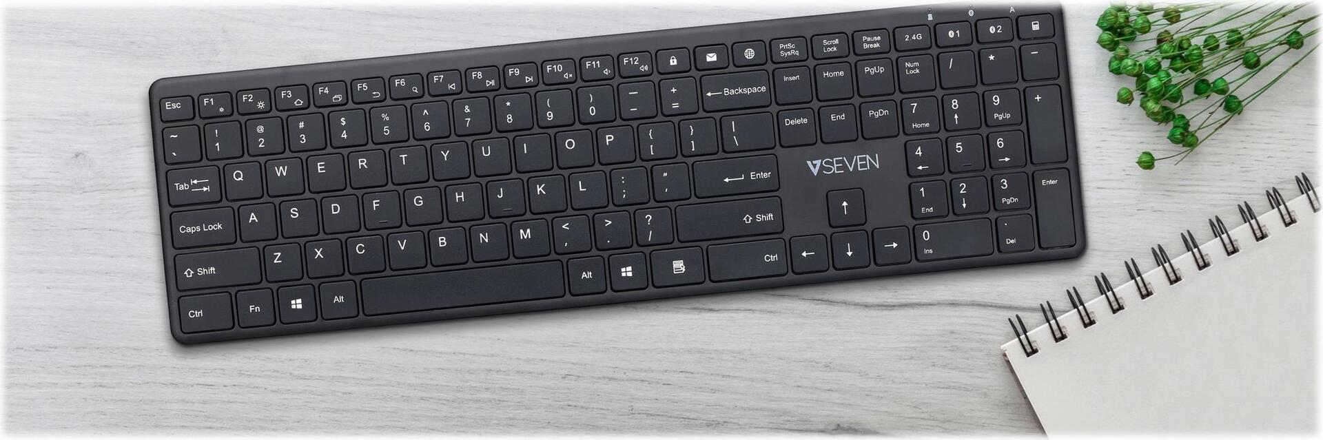 V7 KW550DEBT Kabellose Tastatur Bluetooth 2.4 GHz QWERTZ Deutsch Schwarz