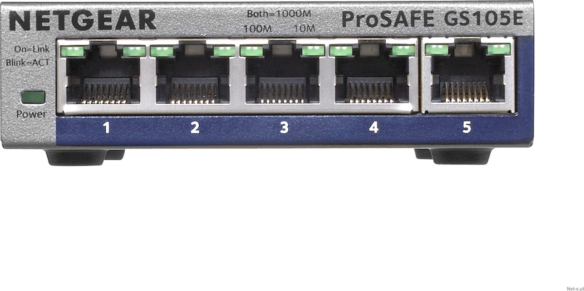 NETGEAR Plus GS105Ev2 Gigabit Switch 5-Port Managed Desktop Grau