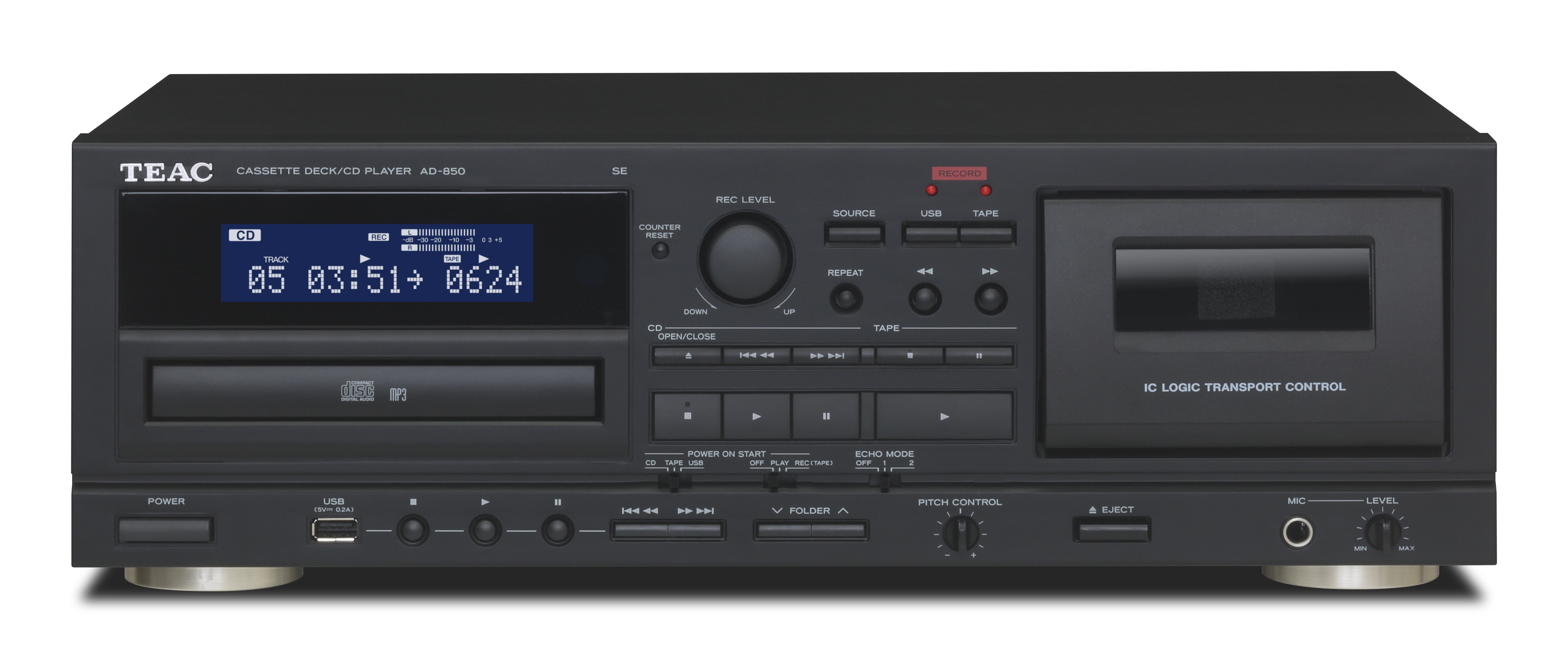 Teac AD-850-SE/B CD-Player mit Kassettendeck und USB Schwarz