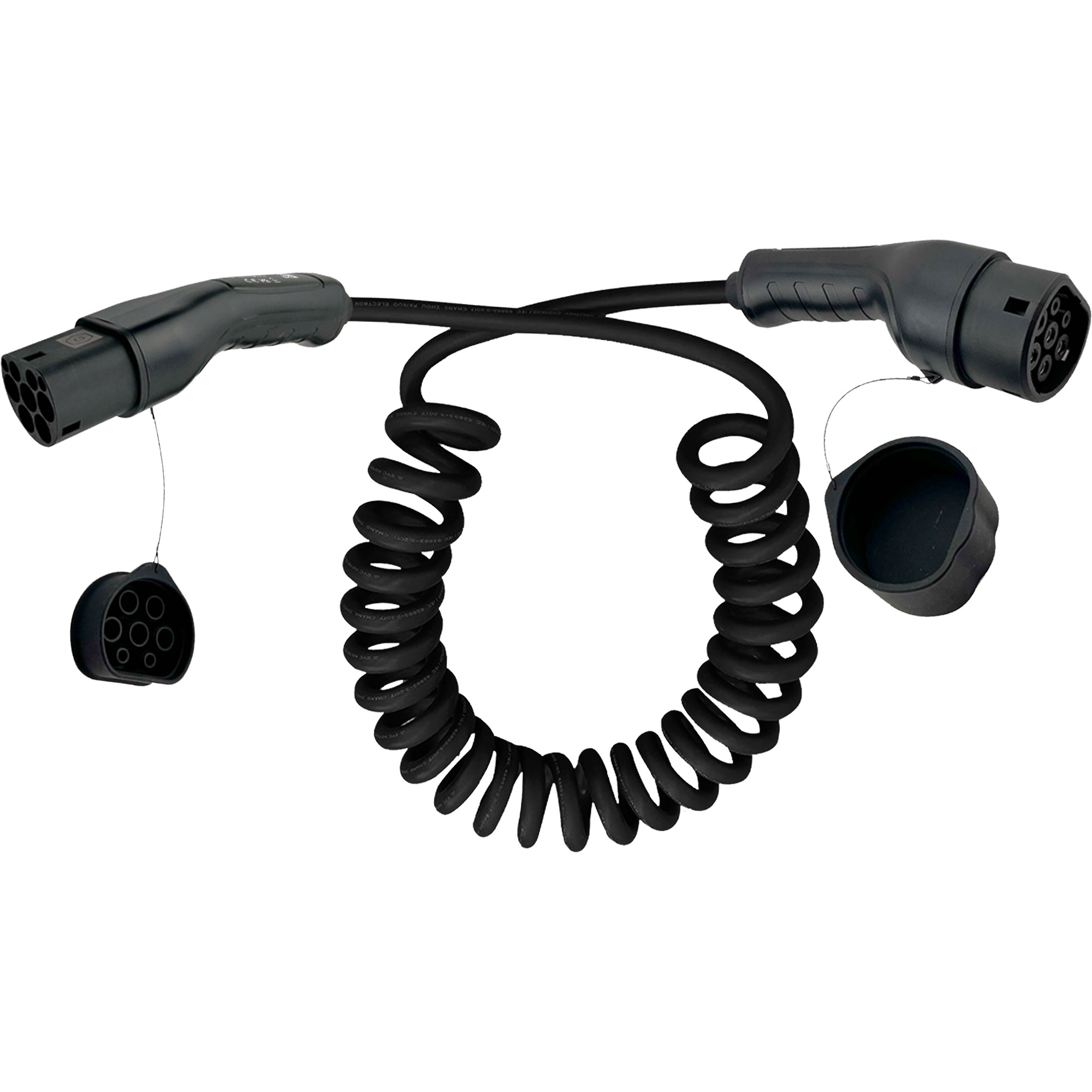 InLine EV Spiral-Autoladekabel 11kW Typ 2 3-phasig 3m Schwarz
