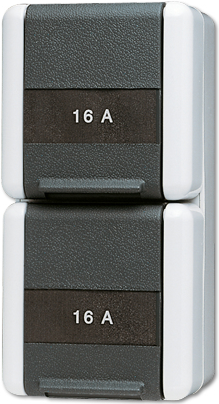 JUNG SCHUKO-Steckdose 2-fach 822NAW WG800 IP44 senkr.Mont. Be-Fe. 2 Lei 822NAW (822NAW)