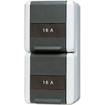 JUNG SCHUKO-Steckdose 2-fach 822NAW WG800 IP44 senkr.Mont. Be-Fe. 2 Lei 822NAW (822NAW)