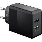 Goobay Dual-USB Schnellladegerät QC3.0 28W, Schwarz - lädt bis zu 4x schneller als Standardladegeräte (44956)