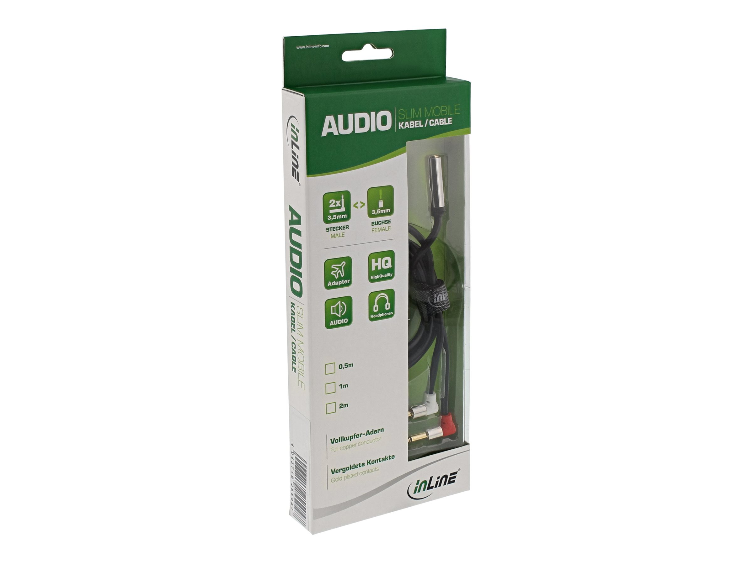 InLine Slim Audio Kopfhörer Flugzeug-Adapterkabel 2 m Schwarz