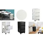 EDA Schubladenturm STONE, 3 Schübe, PP, schwarz Schubladen mit breiter Griffmulde und Auszugssperre, Turm - 1 Stück (010285 NO)