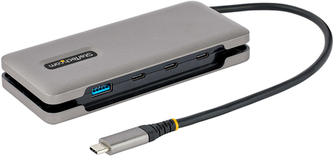 StarTech.com 4-Port USB-C Hub, 1x USB-A and 3x USB-C Ports, USB 3,1 10Gbps, Bus Powered, USB Type C Hub with 9.8" (25cm) Wrap-Around Cable, Portable USB-C to USB-A Hub (HB31CM1A3CB)