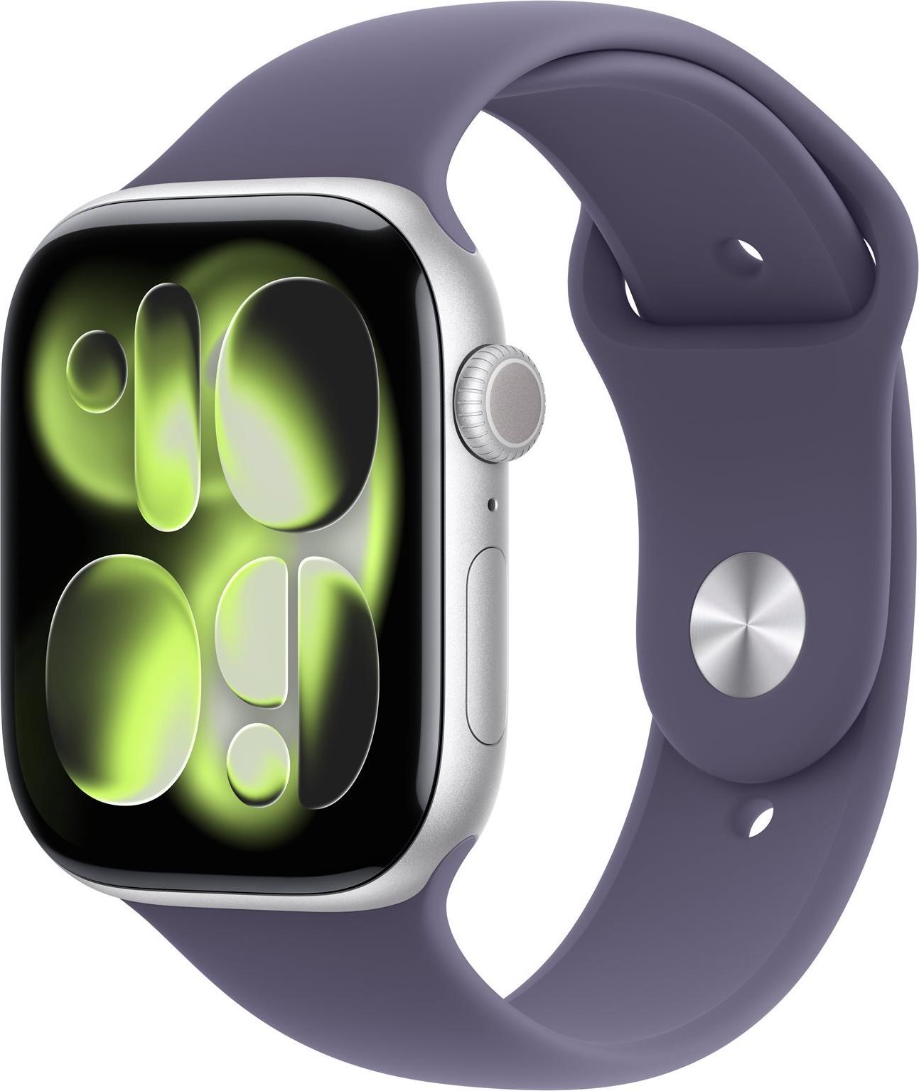 Apple Watch Series 11 GPS + Cellular Smartwatch 46 mm Aluminium Silber Purple Fog