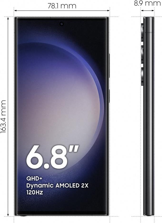 Samsung Galaxy S23 Ultra SM-S918B 17,3 cm (6.8" ) Triple SIM Android 13 5G USB Typ-C 8 GB 256 GB 5000 mAh Schwarz (SM-S918BZKDEUE)