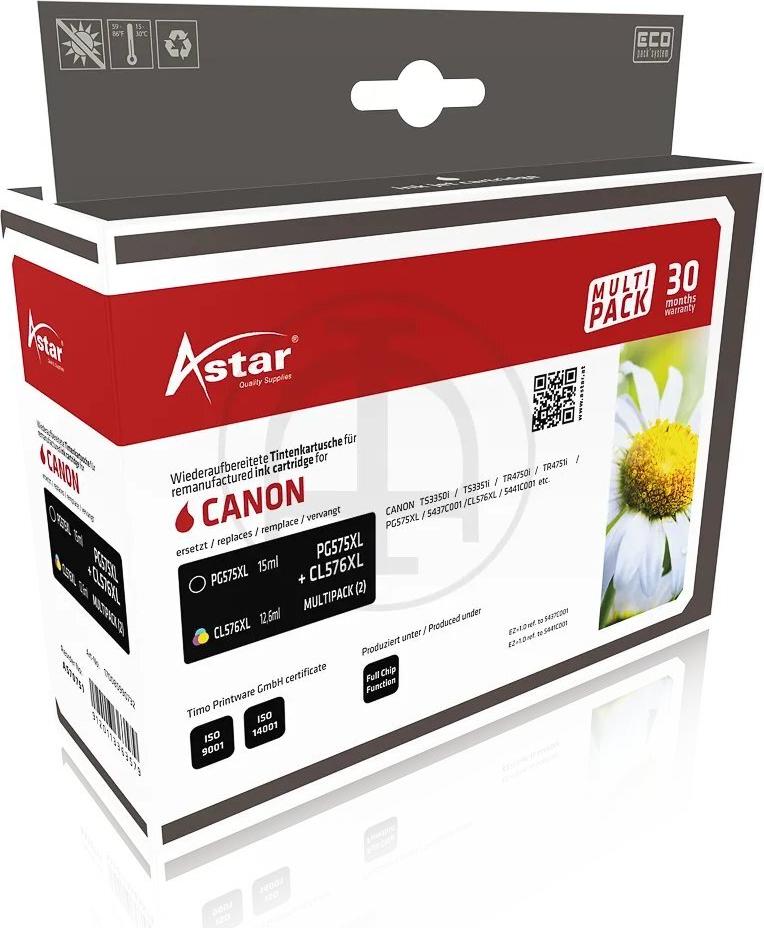AS70751 ASTAR CANON PG575XL/CL576XL Tinte (2) blk-col rebuilt 400/300Seiten (AS70751)