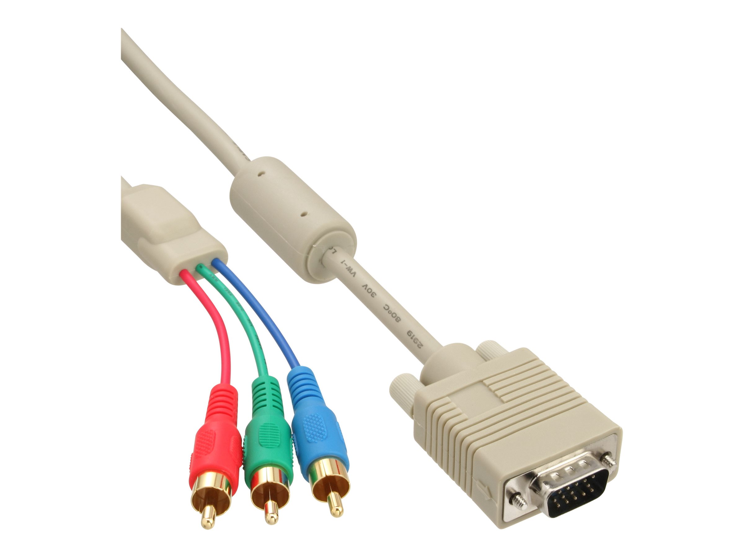InLine 17202 VGA RGB Kabel VGA Stecker an 3x Cinch Stecker 2 m Beige