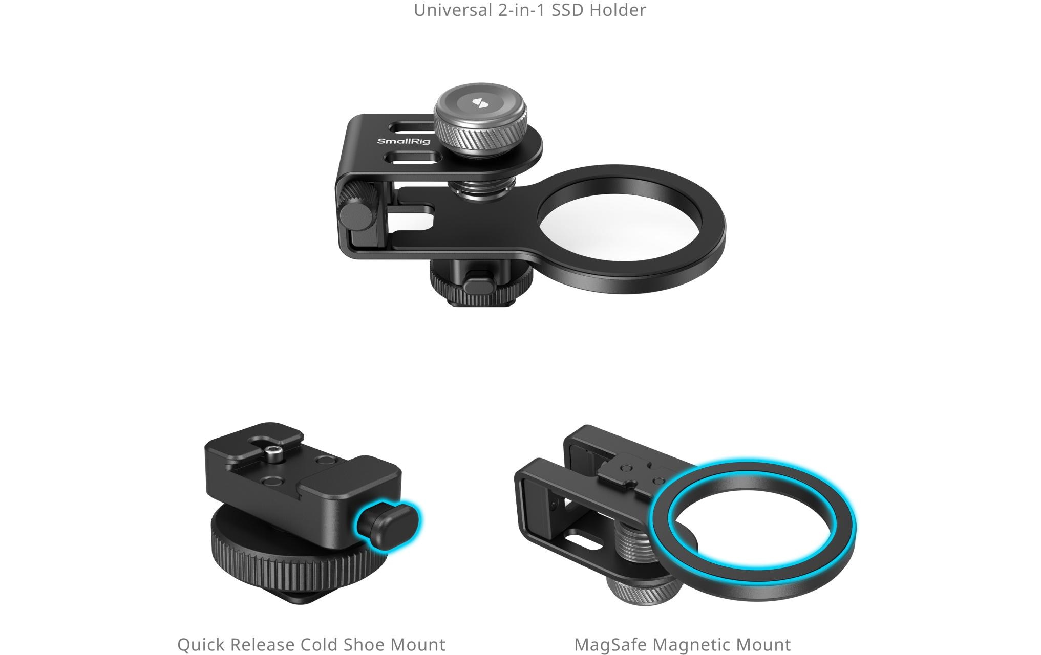 SmallRig MagSafe / Cold Shoe Universeller 2-in-1-SSD-Halter 4779 Schwarz