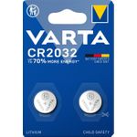 Varta 1x2 electronic CR 2032 battery, CR2032, Lithium, 3 V, 2 pc(s), Silver (6032101402)